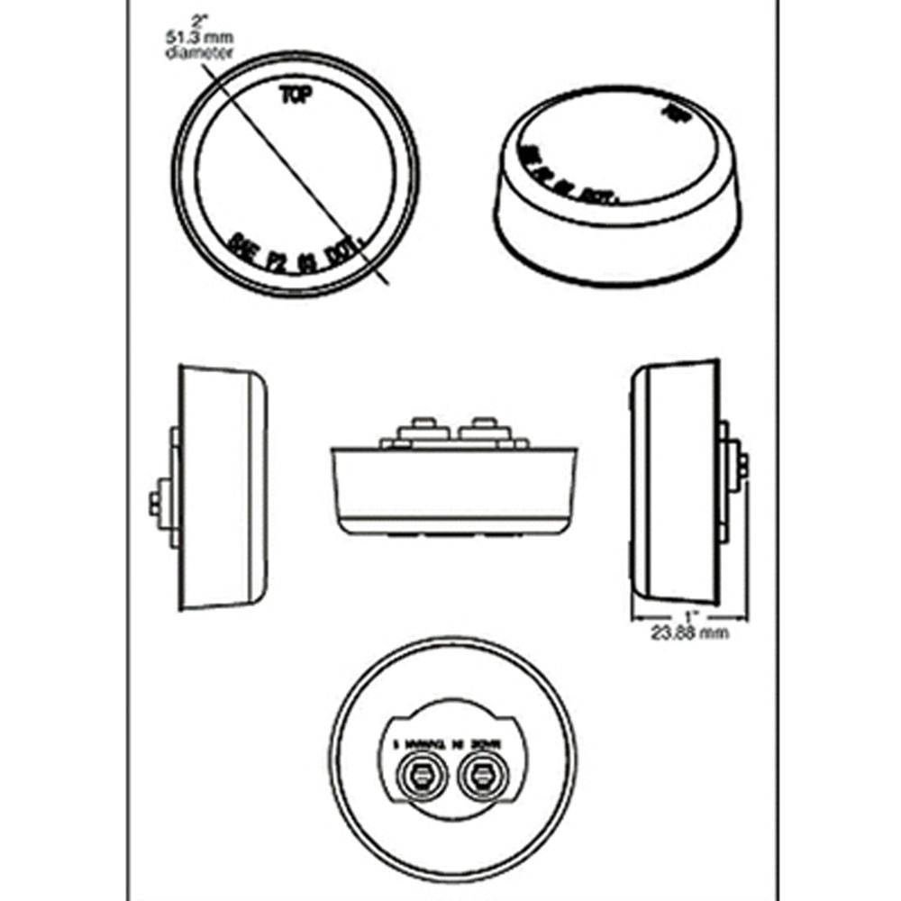 (image for) Trailer Marker Clearance Light Kit LED 2" Round 1 Diode Red Dexter/Redneck #LT02-305