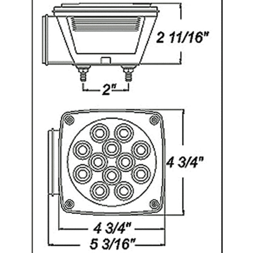 (image for) Trailer Stop/Turn/Tail Light Only LED 4.75" Square 14 Diode Red Left Hand Dexter/Redneck #LT04-105