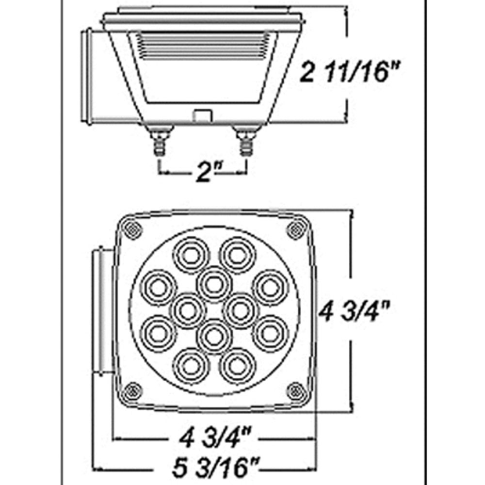 (image for) Trailer Stop/Tail/Turn Light Kit Incandescent 4.75" Square 2 Bulb Red Dexter/Redneck #LT08-115