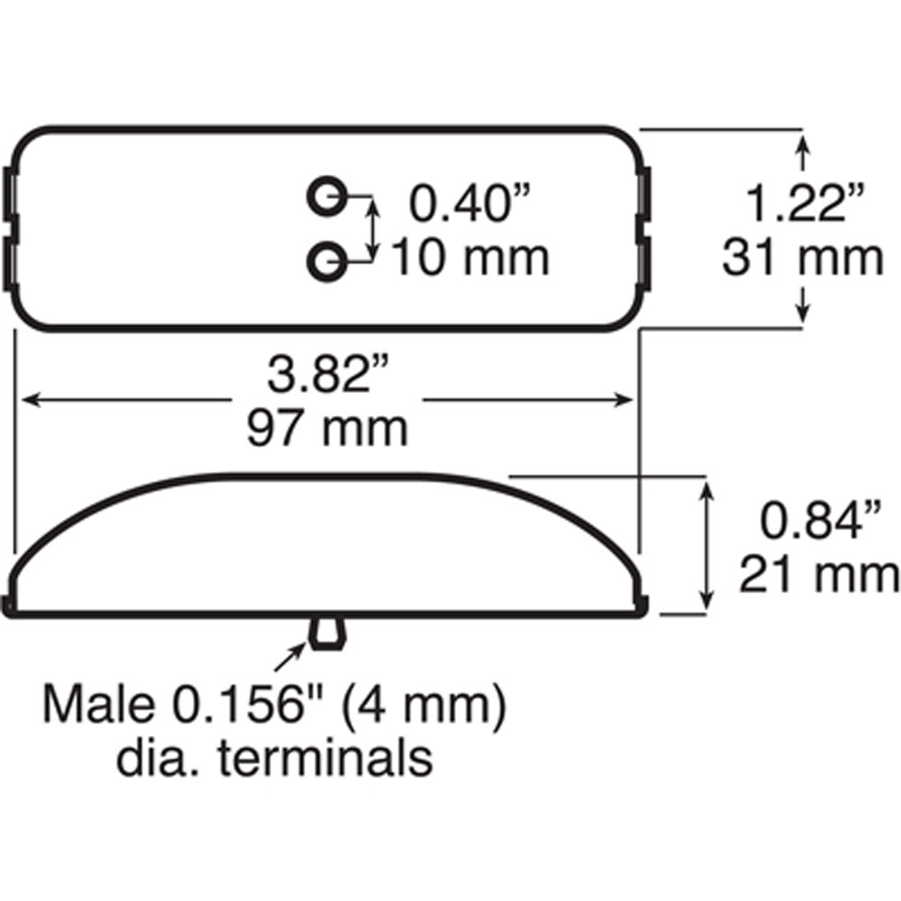 (image for) Trailer Marker Clearance Light Kit LED 4" Rectangular 4 Bulb Red Thinline Standard Dexter/Redneck #M161KR
