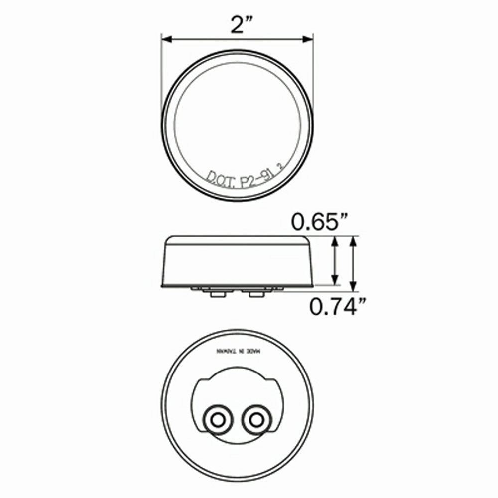 (image for) Trailer Marker Clearance Light 2" Round Red Standard Dexter/Redneck #MC-53RBD