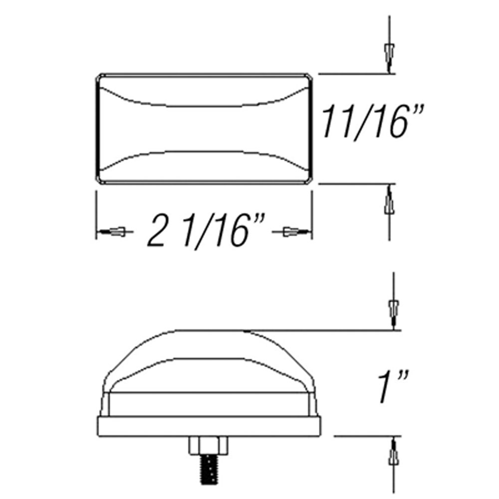 (image for) Trailer Marker Clearance Incandescent Light Only 2" Rectangular Red Stud Mount Dexter/Redneck #MC95RB