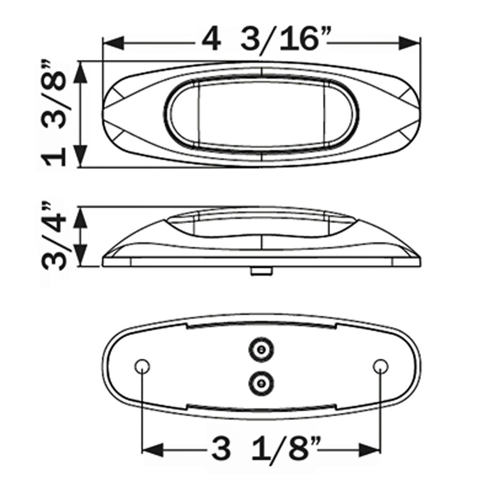 (image for) Trailer Marker Clearance Light With Trim 3" Oval 3 Diode Red Dexter/Redneck #MCL-17RB