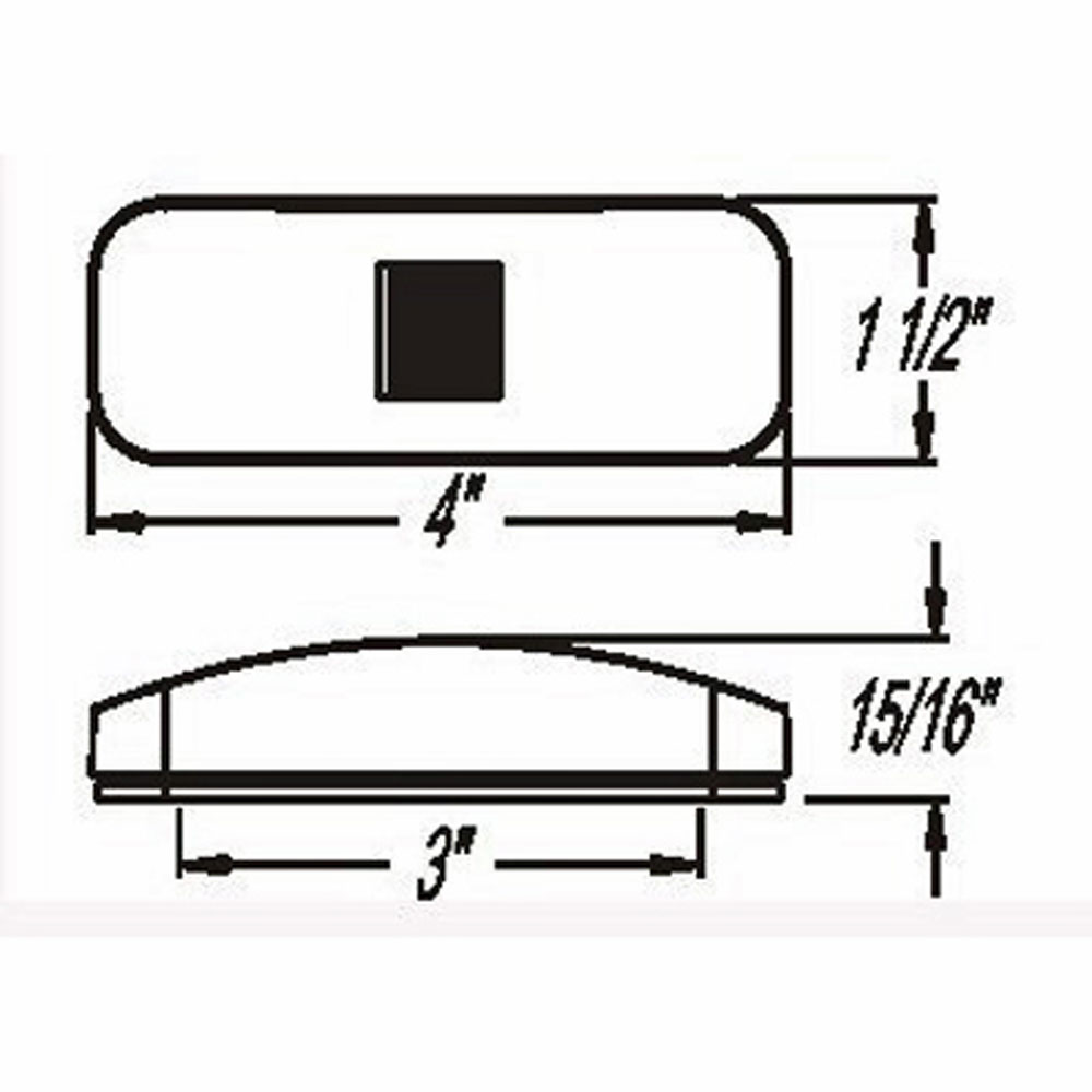 (image for) Trailer Marker Clearance Light Only 4: Rectangular 6 Diode Red Fleet Dexter/Redneck #MCL-44RB