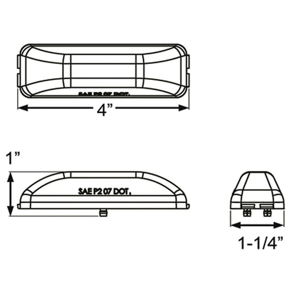 (image for) Trailer Marker Clearance Light Kit LED 4" Rectangular Thinline 2 Bulb Amber Fleet Count Dexter/Redneck #MCL-61ABK