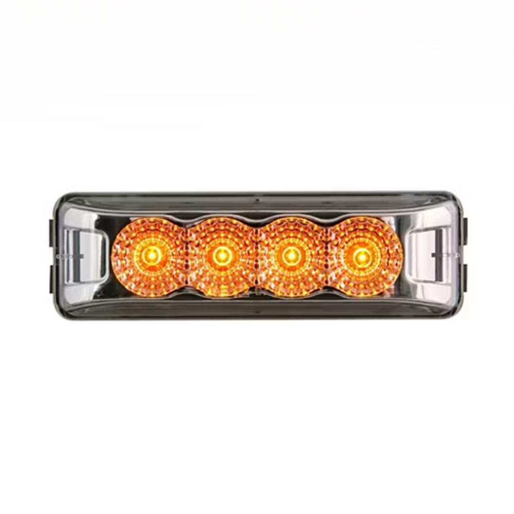 (image for) Trailer Marker Clearance Light Only LED 4" Rectangular Thinline Clear Lens 4 Amber Diode Micro-Flex Dexter/Redneck #MCL-63CAB