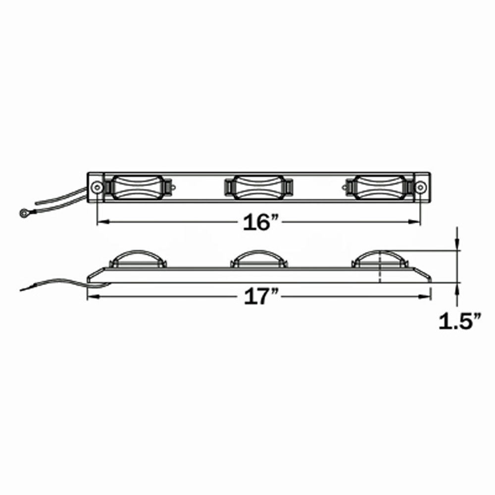 (image for) Trailer Identification Light Bar LED 15.938" 3 Diode Waterproof Red Fleet Dexter/Redneck #MCL-83RB