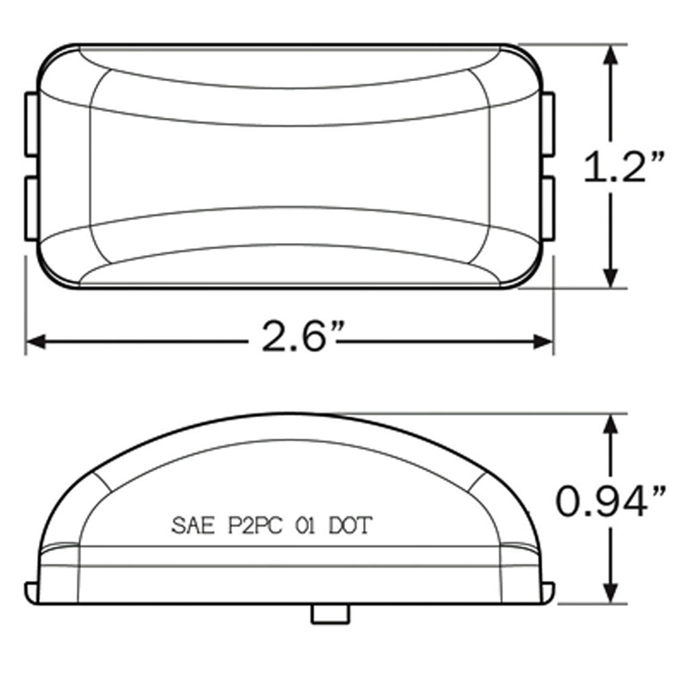 (image for) Trailer Marker Clearance Light Kit LED 2.78" Rectangular Mini Thinline Amber Standard Dexter/Redneck #MCL-91AB