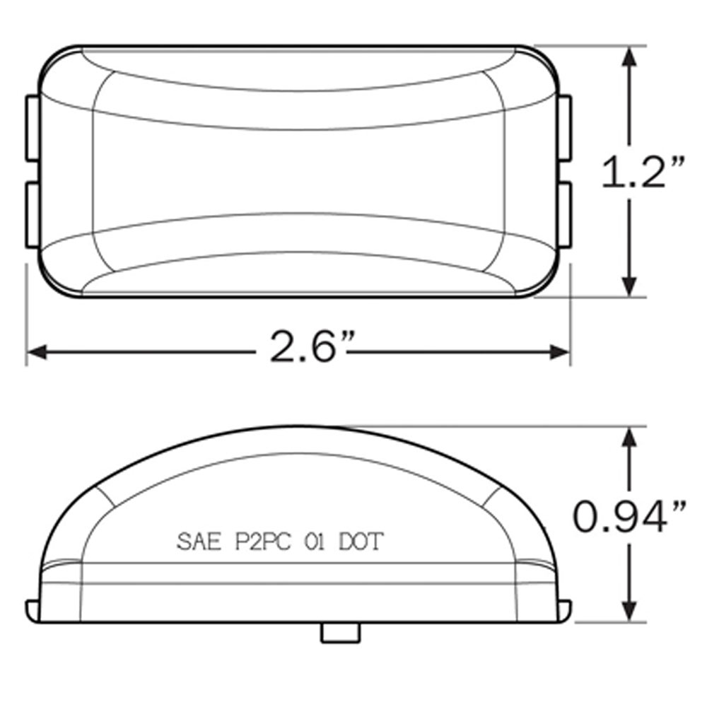 (image for) Trailer Marker Clearance Light Kit LED 2.78" Rectangular Mini Thinline Red Standard Dexter/Redneck #MCL-91RB
