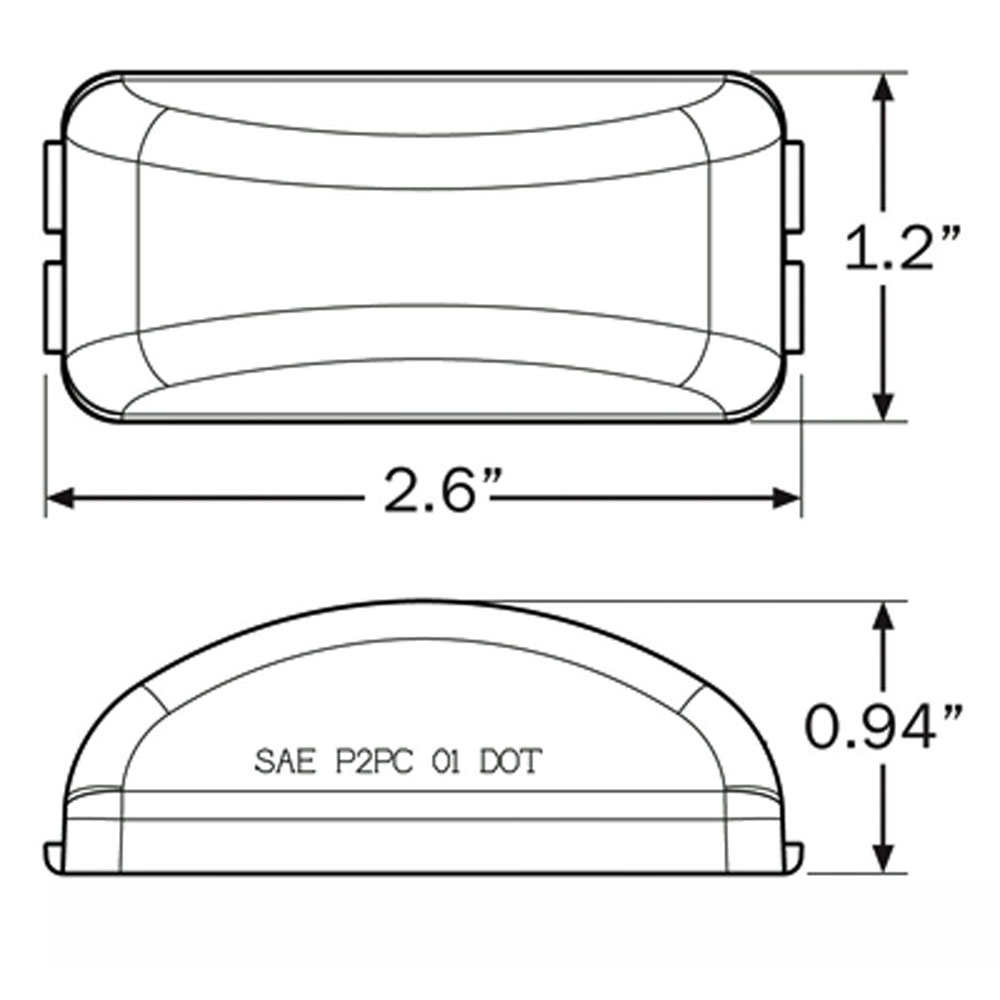(image for) Trailer Marker Clearance Light Kit LED 2.5" Rectangular 3 Diode Red Dexter/Redneck #MCL-96RB