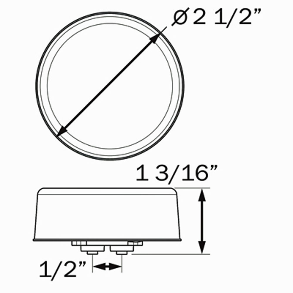 (image for) Trailer Marker Clearance Light Only LED 2 1/2" Round 9 Diode Amber Glolight Dexter/Redneck #MCL157AB