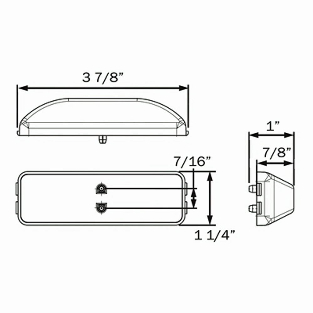 (image for) Trailer Marker Clearance Light Kit LED 3.875" Regtangular Thinline 10 Bulb Amber Glolight Dexter/Redneck #MCL165ABK