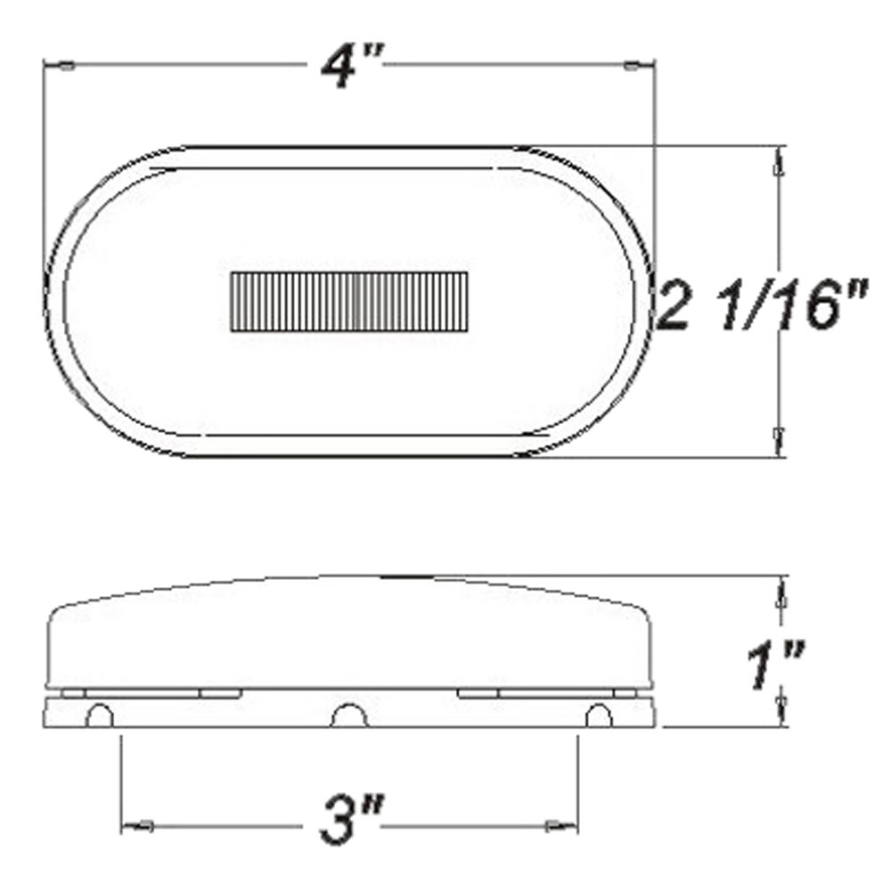 (image for) Trailer Marker Clearance Light LED 4" Oblong 6 Diode Amber Surface Mount Dexter/Redneck #MCL31AB
