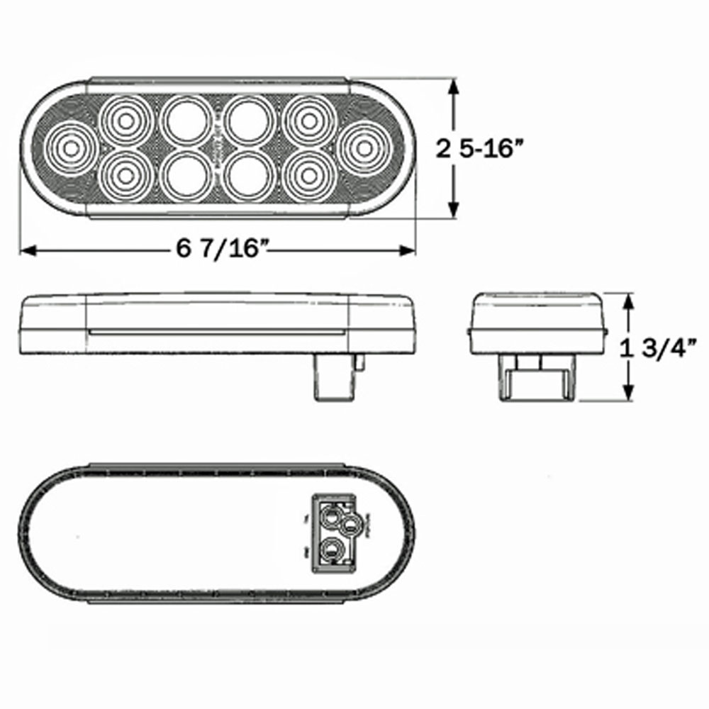(image for) Trailer Park/Turn Light LED 6'' Oval Amber Standard Dexter/Redneck #STL-72AB