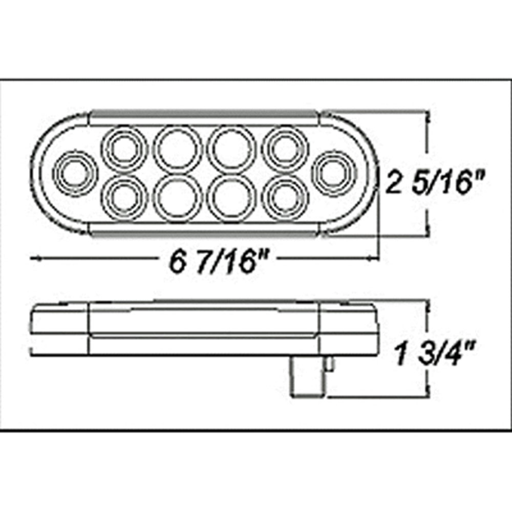 (image for) Trailer Stop/Turn/Tail Light Kit LED 6'' 10 Bulb Oval Standard Dexter/Redneck #STL-72RBK