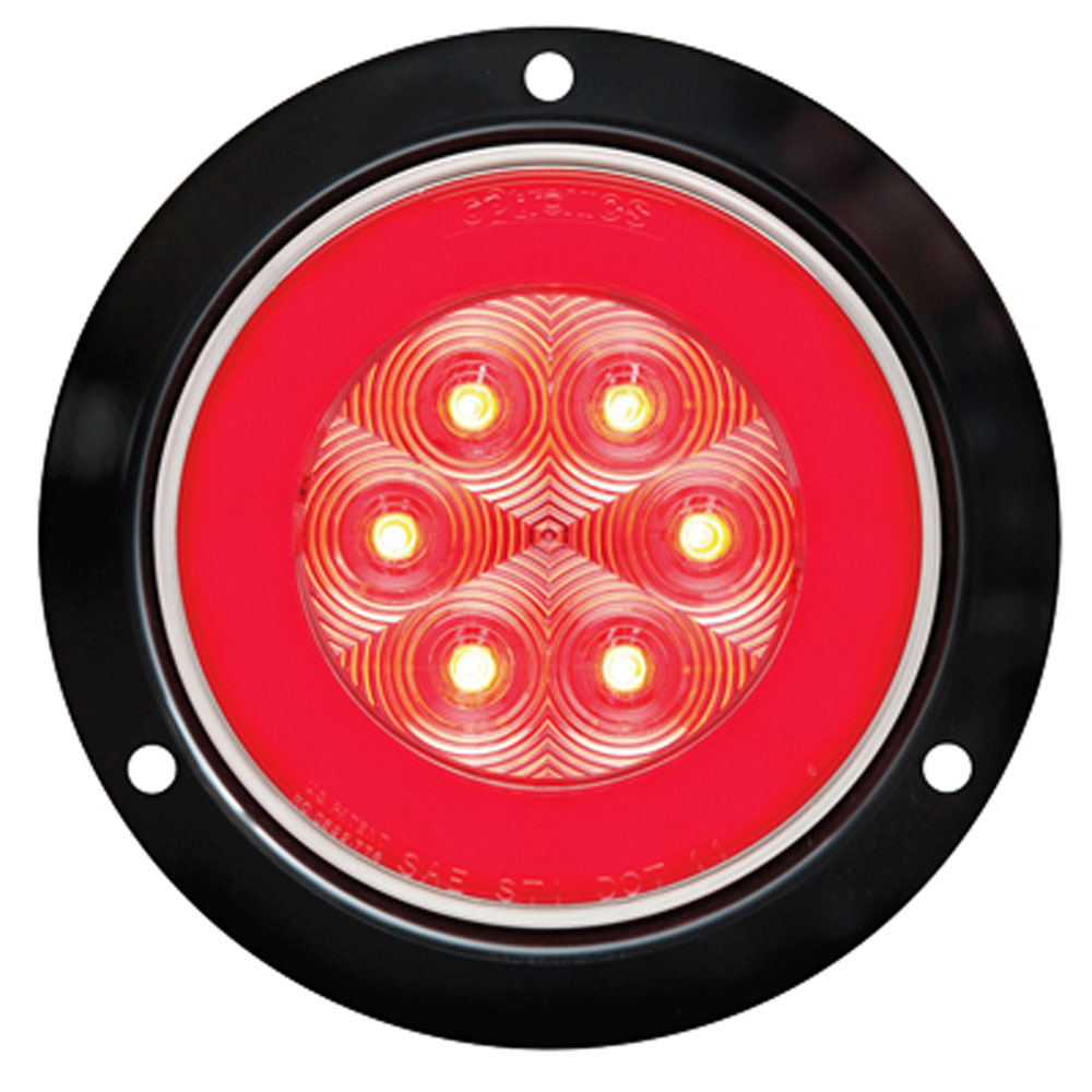 (image for) Trailer Stop/Turn/Tail Light Only LED 4" Round 21 Diode Red Glolight Dexter/Redneck #STL101RFB