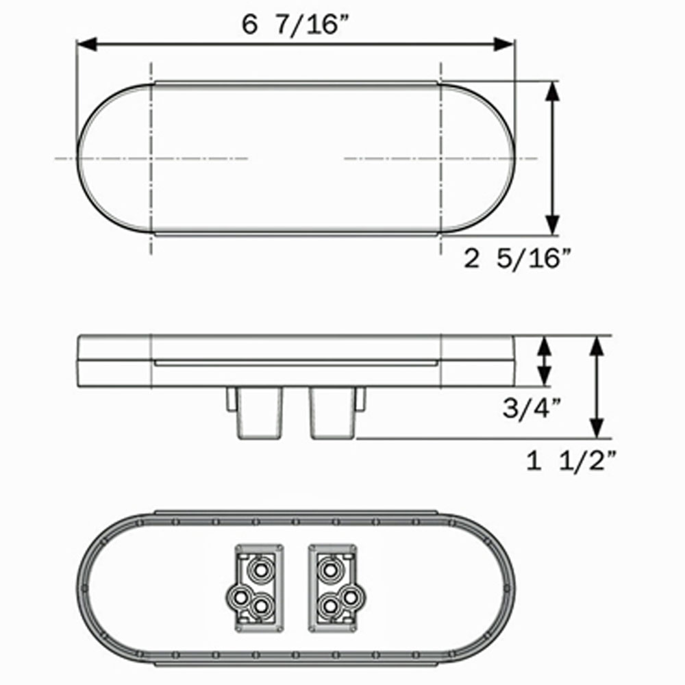 (image for) Trailer Stop/Turn/Tail/Bkup Light Kit LED 6'' Oval 16 Bulb Red Fusion Dexter/Redneck #STL211RBK