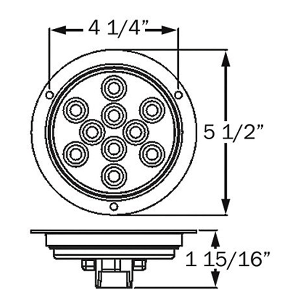 (image for) Trailer Park/Turn Light Kit LED 4'' Round Amber Flange Mount Standard Dexter/Redneck #STL42ABK