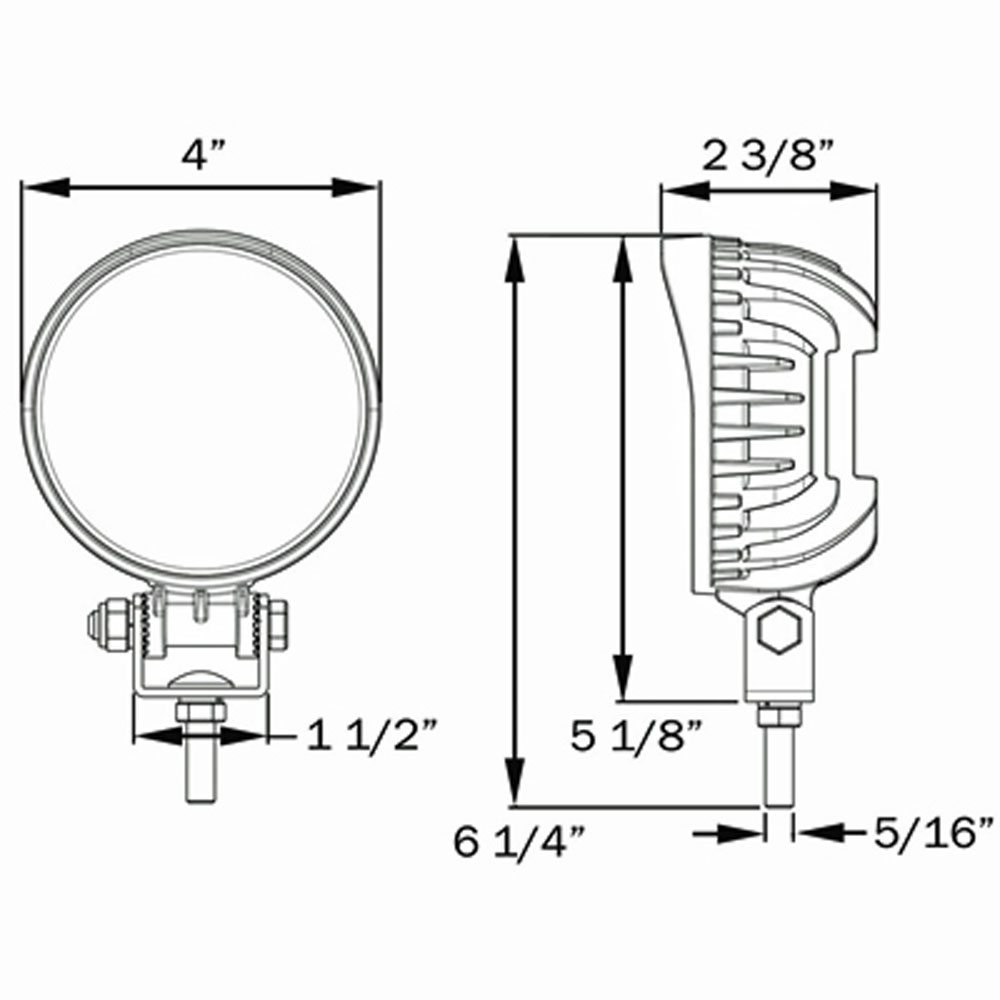 (image for) Trailer LED 4" Round Work Light Dexter/Redneck #TLL44FB
