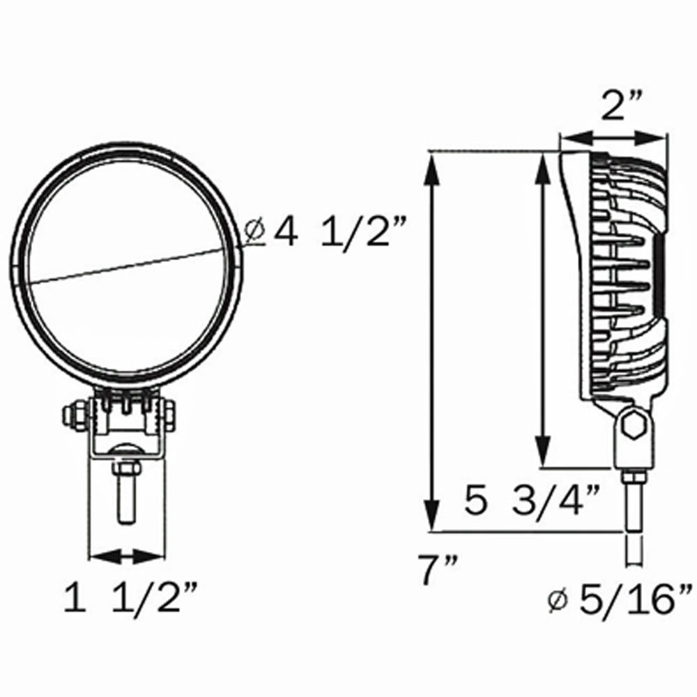 (image for) Trailer LED 4.5" Round 8 Diode Work Light Dexter/Redneck #TLL45FB