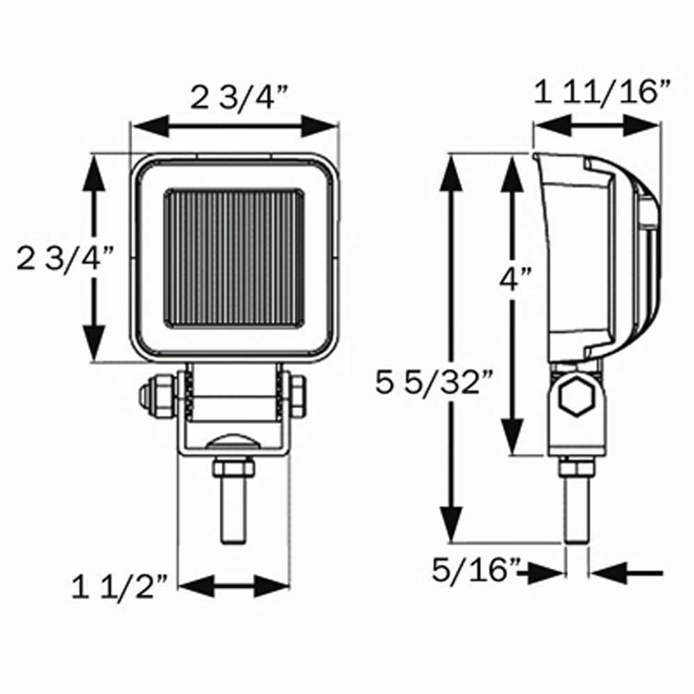 (image for) Tractor Square Work Light LED Flood Beam 3 Diode Dexter/Redneck #TLL52FB