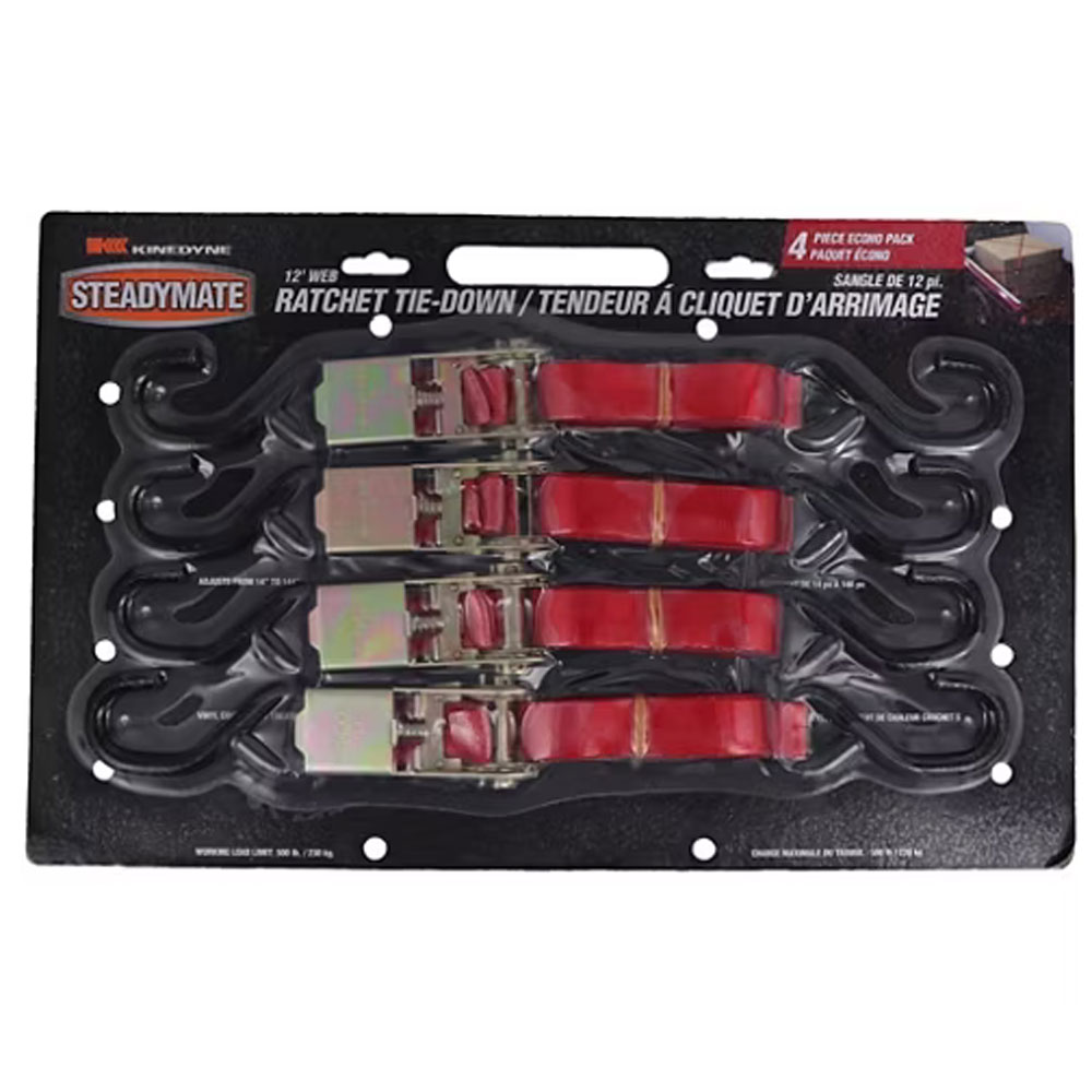 (image for) Steadymate Rachet Cargo Strap 4 Pack 1" X 12' Dexter/Redneck #15531