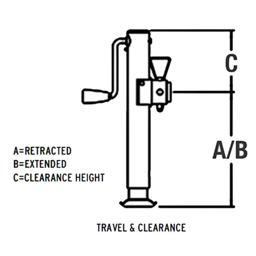 (image for) Trailer Pipe Mount Jack Ram 3,000 lb. Top Wind Dexter/Redneck #TJP5001B