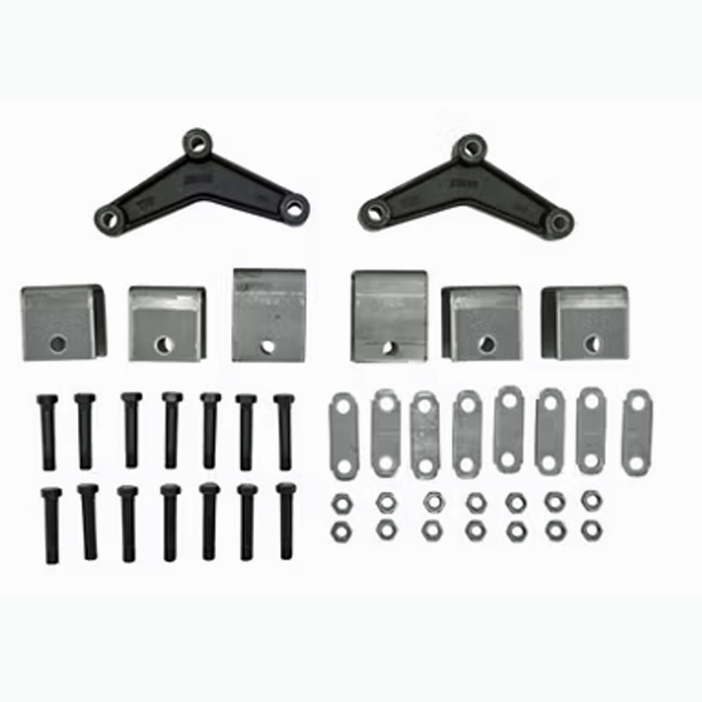 (image for) Trailer Spring Hanger Kit Tandem 2-7K Axles 1.75" Double Eye Spring 2 1/2" Front/Rear Hangers Tall Curved Equalizer Dexter/Redneck #APT7