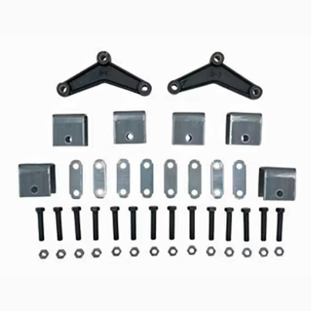 (image for) Trailer Spring Hanger Kit Tandem 2-7K Axles 1.75" Double Eye Spring 2 1/2" Front/Center/Rear Hangers Tall Curved Equalizer Dexter/Redneck #APT9