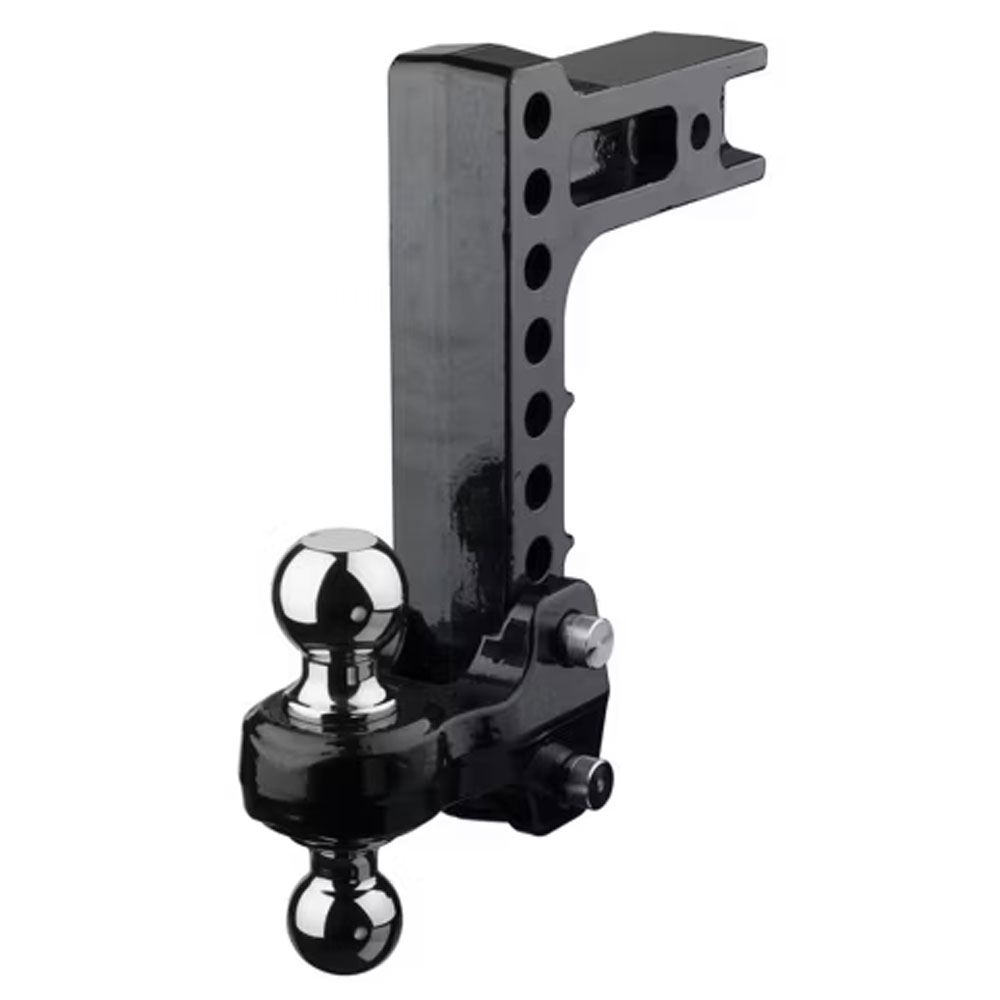 (image for) Trailer Receiver Hitch Ball-Mount Adjustable Channel Flash 10" Drop Steel Dual-Ball 2.5" Shank Dexter/Redneck #49-00-5925
