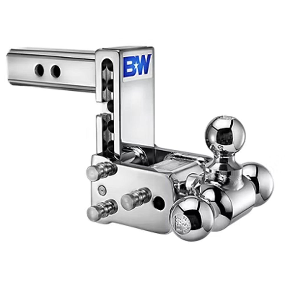 (image for) Trailer Receiver Hitch Ball-Mount Adjustable Channel Tri-Ball 10k 5" Drop Chrome Dexter/Redneck #TS10048C