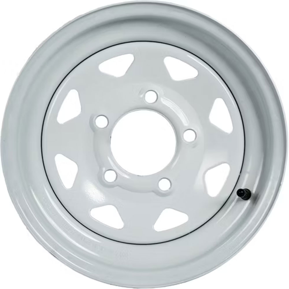 (image for) Steel Spoke Trailer Wheel 5 On 4.5" Bolt Pattern White 12” x 4” Dexter/Redneck #WH124-5WS