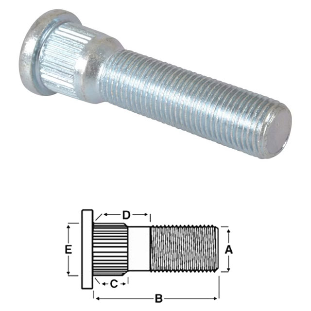 (image for) Trailer Drive In Wheel Stud 1/2"-20 x 2.24" Dexter/Redneck #7-150
