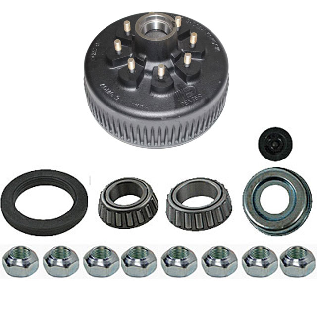 (image for) Trailer Non-ABS EZ-Lube Hub/Drum With Races & Studs 8 Bolt On 6 1/2" 12 1/4" X 3 3/8" Drum 9/16" Stud 8K Axle Dexter #8-285-11UC3