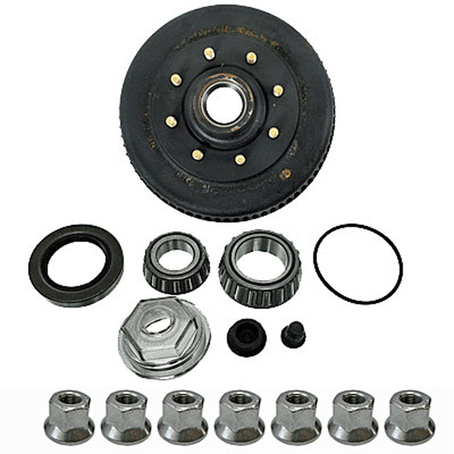 (image for) Trailer Oil Bath Hub/Drum With Races & Studs 8 Bolt On 6.5" 12 1/4" x 2 1/2" Drum 5/8" Studs Flange Or Cone Nuts 7.2k Axle Dexter #8-393-5UC3