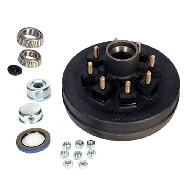 (image for) Trailer Hub/Drum Assembly 8 Bolt On 6.5" #42 Spindle 12" X 2" Drum 1/2" Studs Pre-Greased Boxed 5k-7k Axle Trailer Parts Pro #HD42866BX