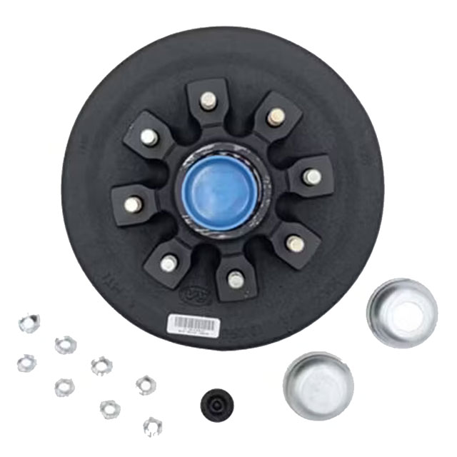 (image for) Trailer Hub/Drum Assembly 8 Bolt On 6.5" #42 Spindle 2 1/4" Seal 9/16" Studs Pre-Greased Boxed 5.2k-7k Axke Trailer Parts Pro #HD42866BX-916