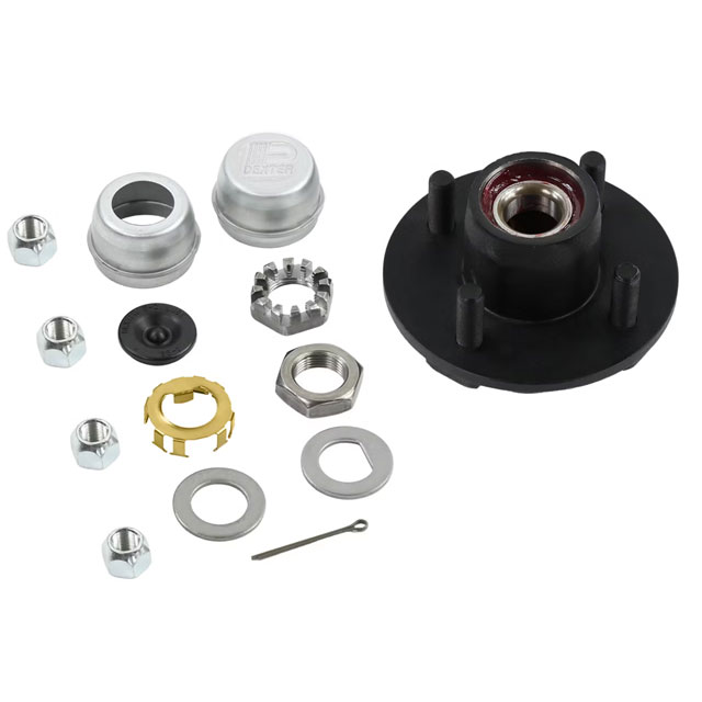 (image for) Trailer Idler Hub Assembly 4 Bolt On 4" BTR Spindle 2 Axle Pre-Greased Dexter #K08-091-1G