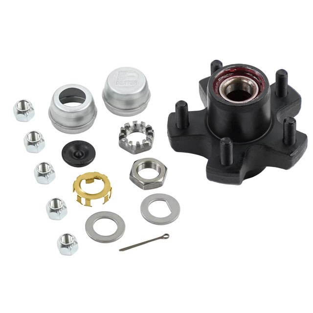 (image for) Trailer Idler Hub Assembly 5 Bolt On 4.5" BTR Spindle 5 1/2" Flange 2.2 Axle Pre-Greased Dexter #K08-259-1G