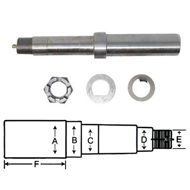 (image for) Trailer BTR Ez-Lube Axle Spindle 1.25: Round With Nut Washer & Cotter Pin Dexter/Redneck #R104BTREZ