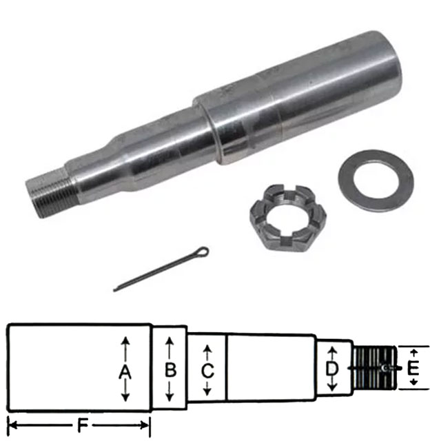 (image for) Trailer #84 Axle Spindle 1.75" Round With Nut Washer And Cotter Pin Dexter/Redneck #DR20484