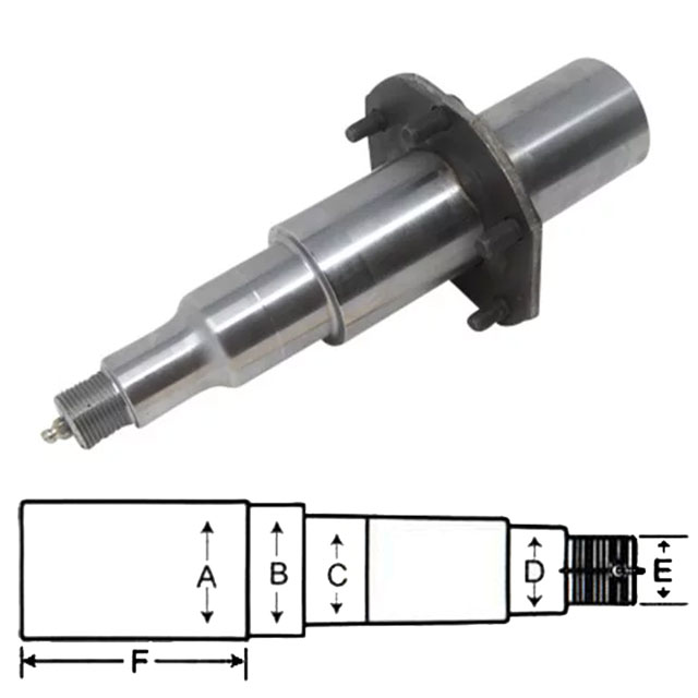 (image for) Trailer #42 Ez-Lube Axle Spindle With Brake Flange 2.25" Round Dexter/Redneck #R50342EZLNW