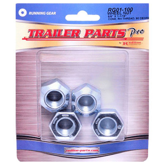 (image for) Trailer Hex Wheel Nuts 5/8"-18 X 1 1/16" 90° Cone Pkg. Dexter/Redneck #RG01-100