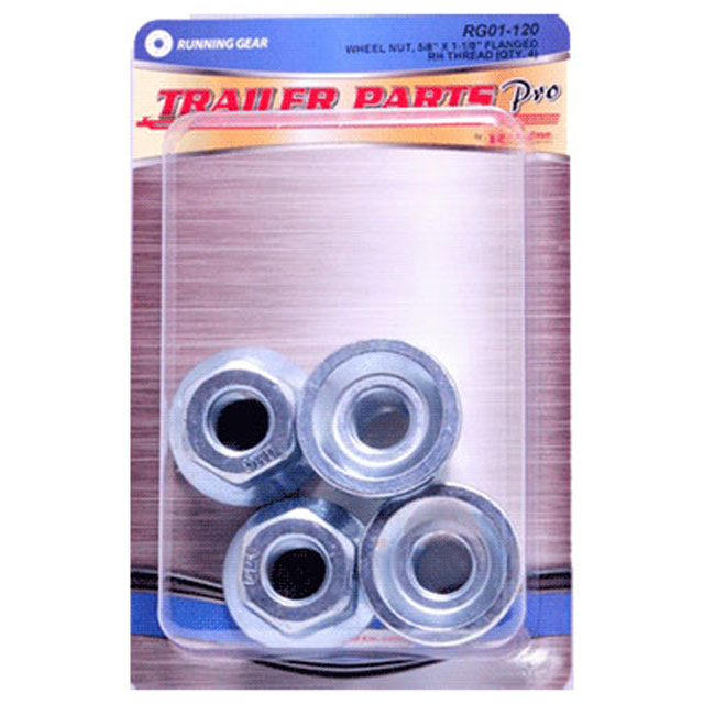 (image for) Trailer Hex Wheel Nuts 5/8"-18 X 1 1/8'' Flanged Pkg. Dexter/Redneck #RG01-120