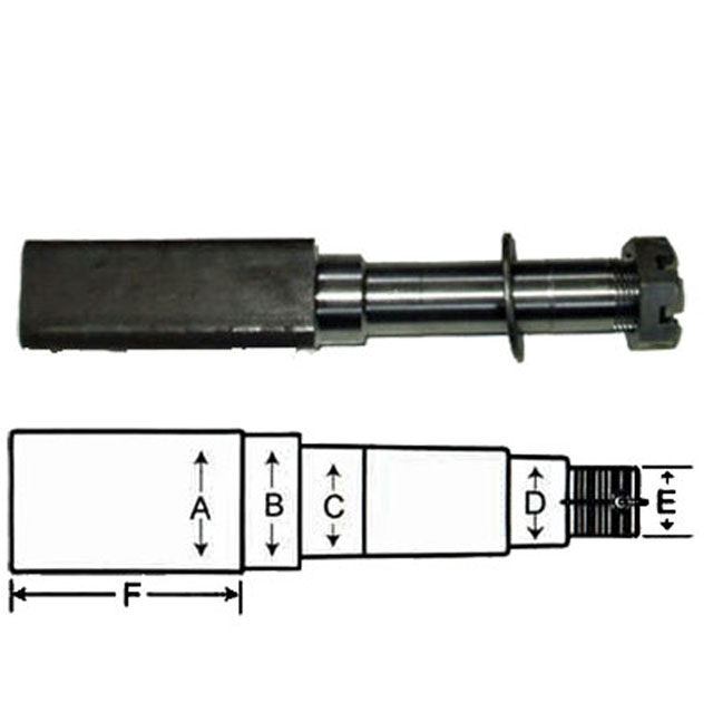 (image for) Trailer BT8 Axle Spindle 1.50" Square With Nut Washer & Cotter Pin Dexter/Redneck #SP204BT8