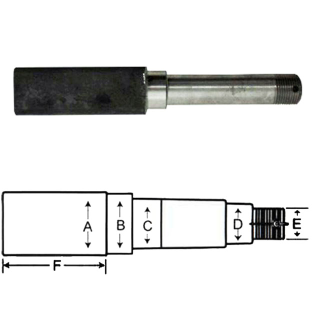 (image for) Trailer BT8 Axle Spindle Only 1.50" Square Dexter/Redneck #SP204BT8LNW