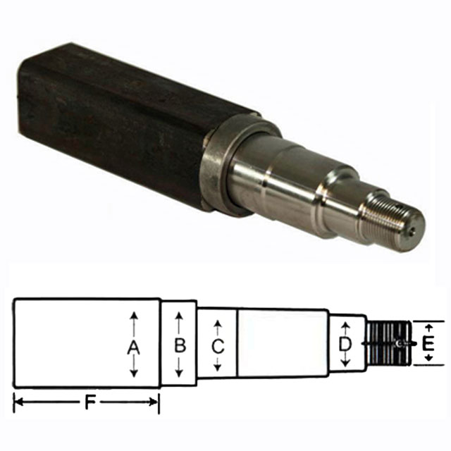 (image for) Trailer #42 Axle Spindle Only 2.00" Square Dexter/Redneck #SP50642LNW