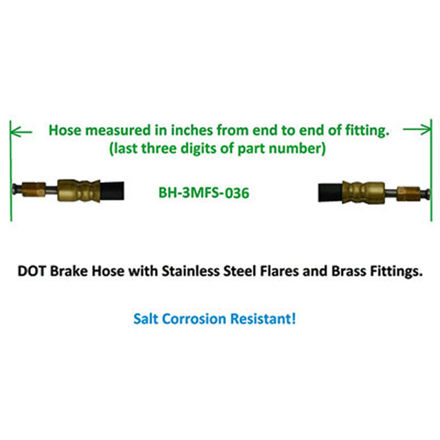 (image for) Trailer Dot Brake Hose 36" Dexter/Redneck #034-BH-3MFS-036