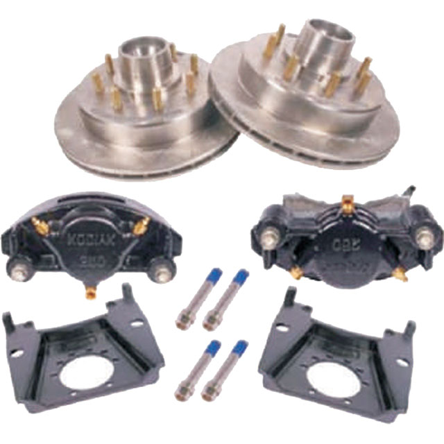 (image for) Trailer Hydraulic Disc Brake Kit Raw/E-Coat 13" Integral Rotor 1/2" Stud Grease 7K Kodiak/Dexter #K71-2H-133-7-8-REE