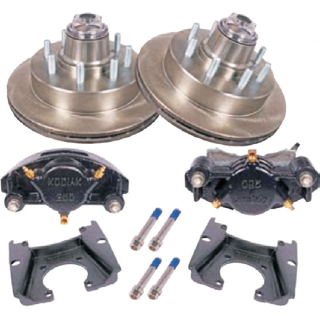 (image for) Trailer Hydraulic Disc Brake Kit Raw/Ecoat 13" Integral Rotor 9/16" Studs 8k Kodiak/Dexter #K71-2H-133-8D-9-REE
